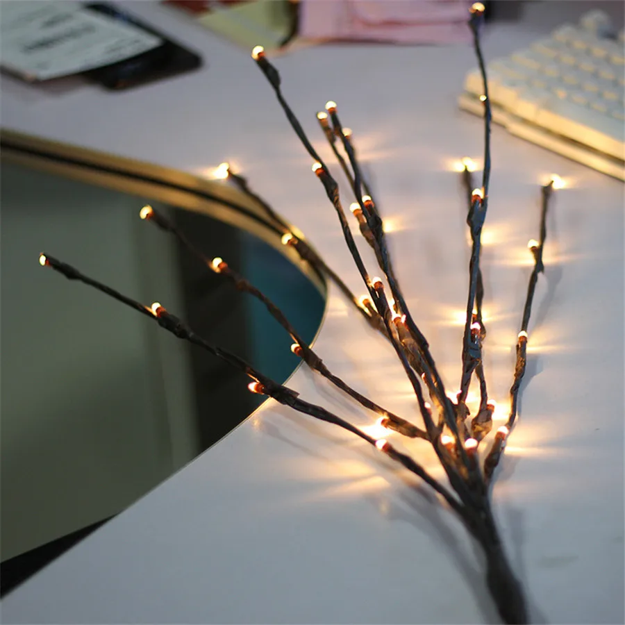 Luz para Casa Iluminado Flores Ramo Luz Artificial Phalaenopsis Salgueiro Decoração Romântica 20leds 73cm 21 Lâmpadas com 20leds 73cm, luz artificial de