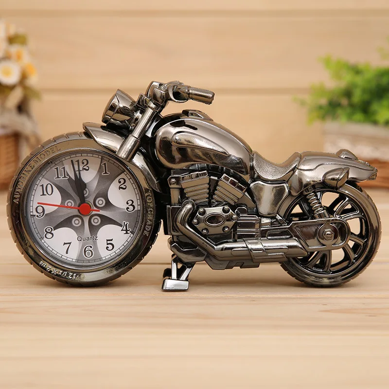 Chopper, Superbe moto montre avec réveil Argent biker montre 