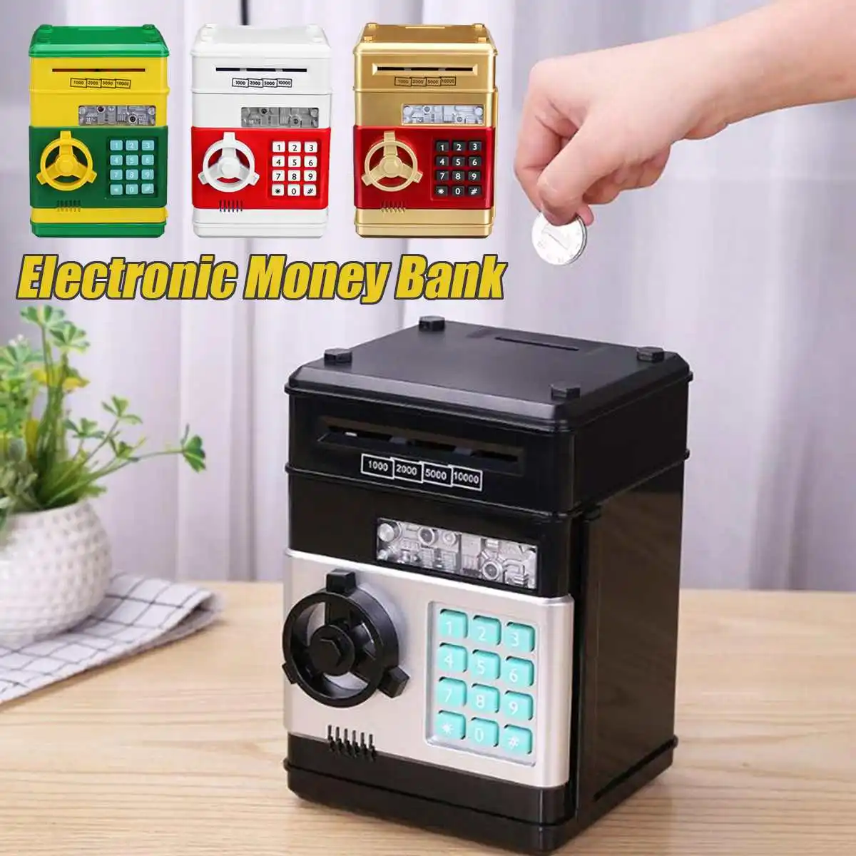 Electronic Piggy Bank ATM Password Money Box Cash Coins Saving ATM Bank Safe Box Auto Scroll Paper Banknote For Kids Gift