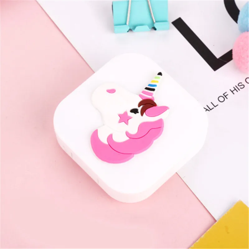 1 Pc Cute Cartoon Girl Heart Contact Lens Box St tudent Soft Younger Sister Glasses Box Beautiful Pupil Box Nursing