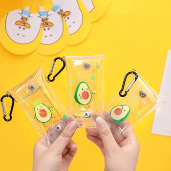 

Cartoon Avocado Fashion Card Case Transparent Small Clear Waterproof Card Holder Portable Bank Card Wallet PVC Mini Coin Purse
