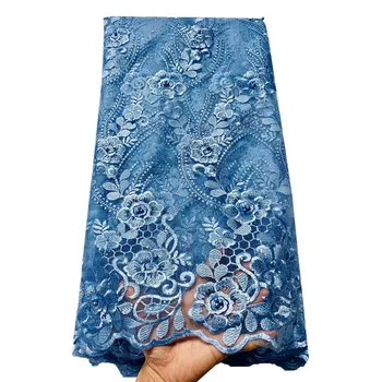 

wholesale 5yards 2020 high quality lace new lace fabric nigerian lace fabric african tulle lace with stones for women dress