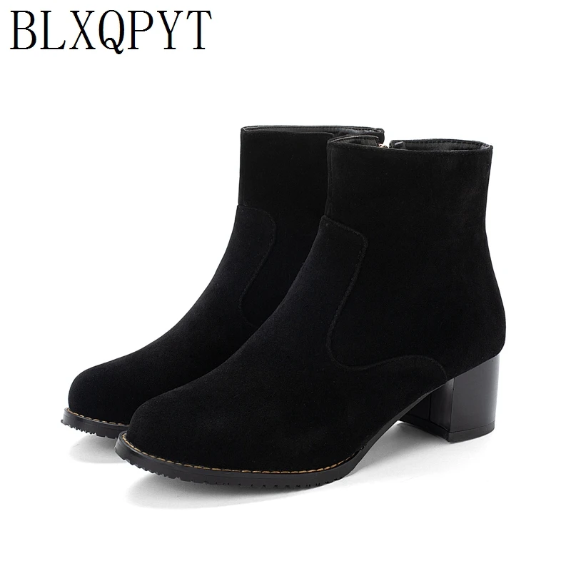 

BLXQPYT Bigest Size 31-52 Winter warm Ankle Boots Women 2019 zipper High Heels5cm Pumps Party Wedding snow boots Shoes woman L-2