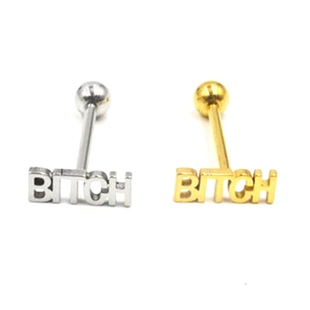 

Popular Women Sexy Tongue Piercing Words Logo Tongue Rings Stainless Steel Tongue Funny Body Jewellry For Girls