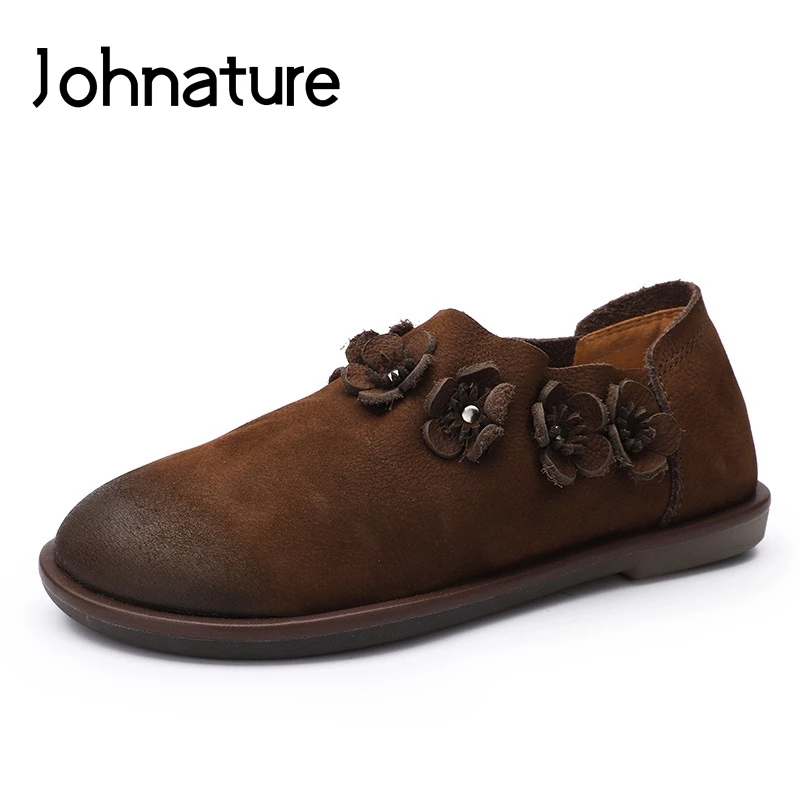 Женская обувь Johnature из натуральной кожи на плоской подошве в стиле ретро с