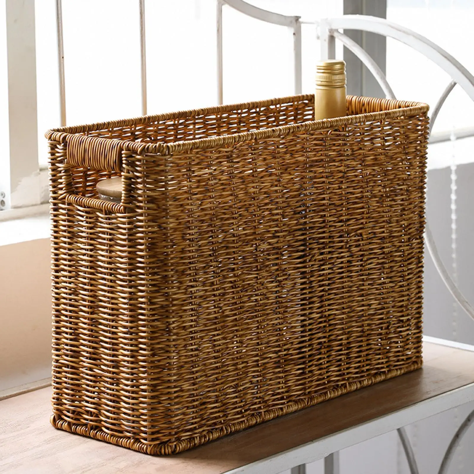 Cestino Organizer In Vimini E Rattan Naturale – Intrecciato A Mano, Multi-scomparto, Per Casa, Ufficio, Bagno, Scrivania