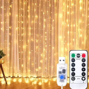 

Christmas Decorations For Home String Lights USB Powered Window Fairy Light With 8 Modes Remote Control 300LEDs Christmas Lights