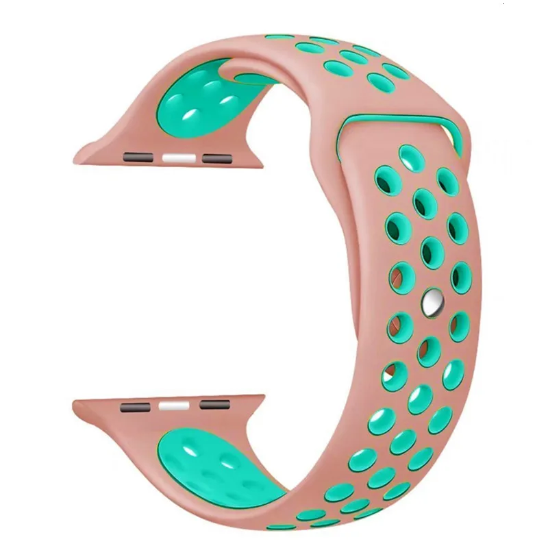 pink mint green Спортивный дышащий мягкий силиконовый ремешок для часов для Apple Watch 3 2 1 44 мм/40 мм Iwatch Band Series 4 42 мм/38 мм аксессуары - Цвет ремешка: pink mint green