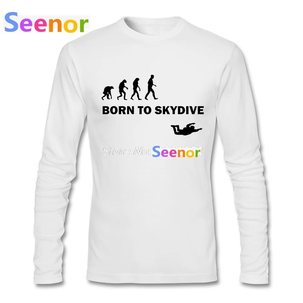 Мужская футболка Born To Skydive, футболки с принтом Hombre, Повседневная футболка с длинным рукавом, мужские футболки - Цвет: Белый