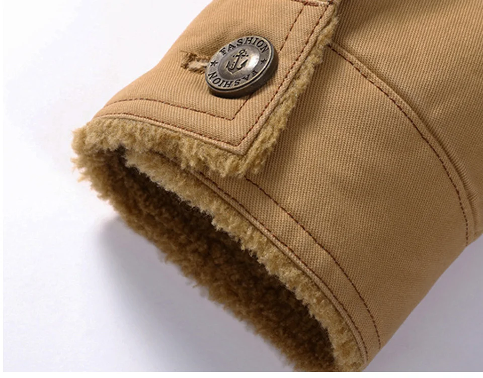 Men Jacket and Coat Trendy Warm Fleece Thick Warm Male fur collar Army Jacket Outwear Male acket Thicken Warm Winter Coats plus
