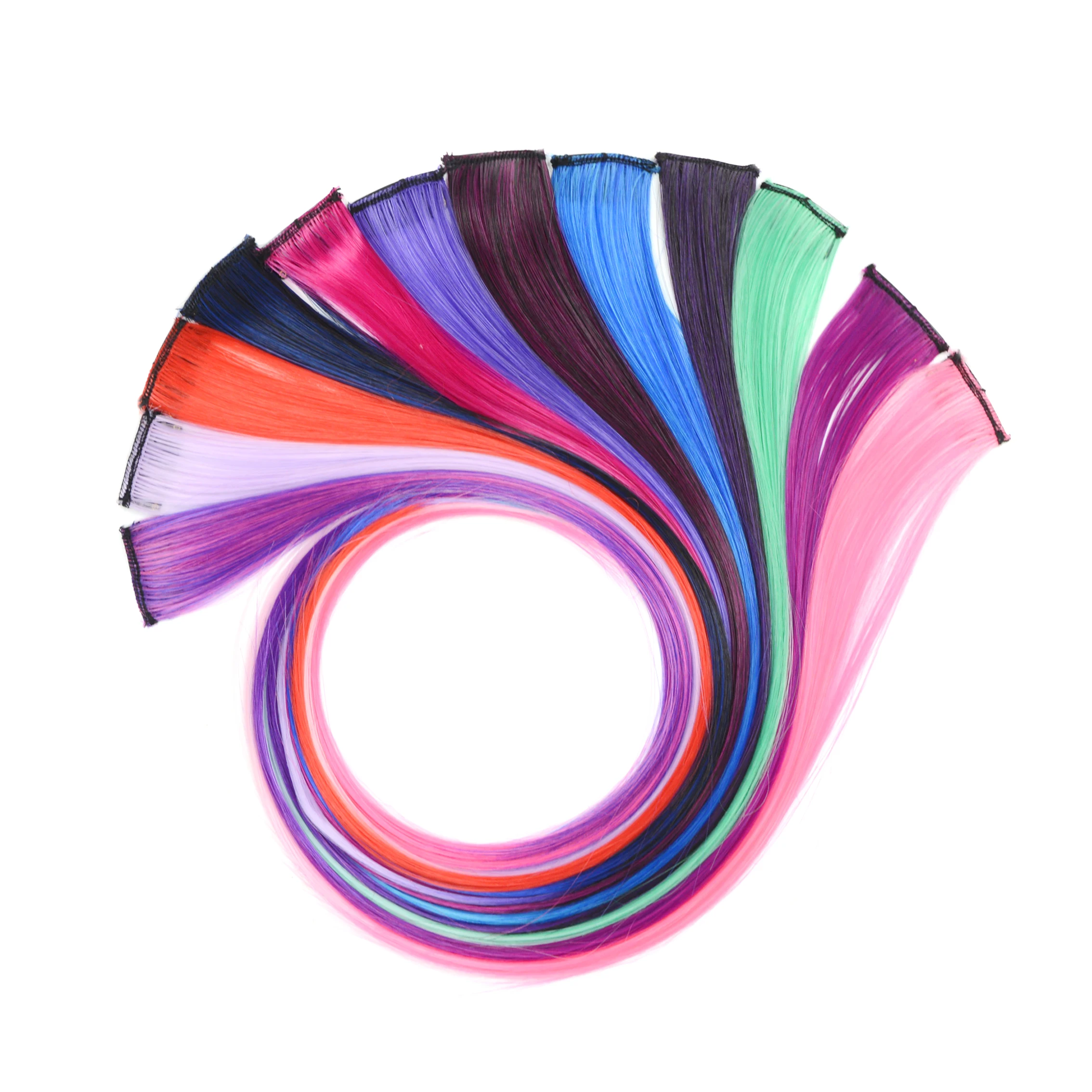 22" Long 37 Colors Synthetic Straight Hairpieces Hair Extensions Anti-flaming Clip In One Piece Synthetic Hair Extension