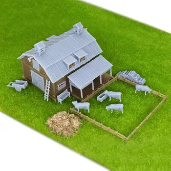 Outland Models Country Farm Barn w Accessories Z Scale 1:220