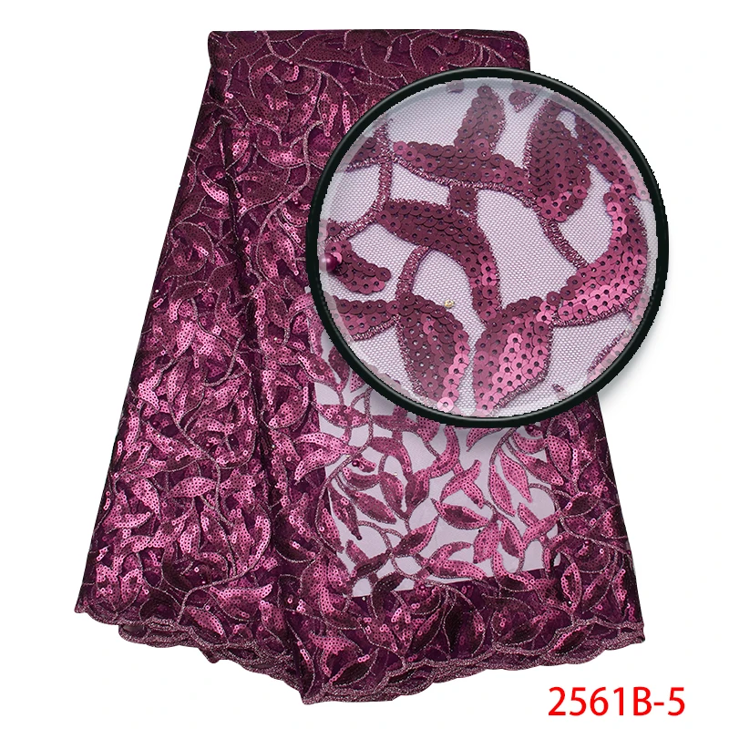 

Purple Embroidery Mesh Lace Fabric, Full Sequin Wedding Lace Fabric, Net Lace Fabric 2019 MR2561B