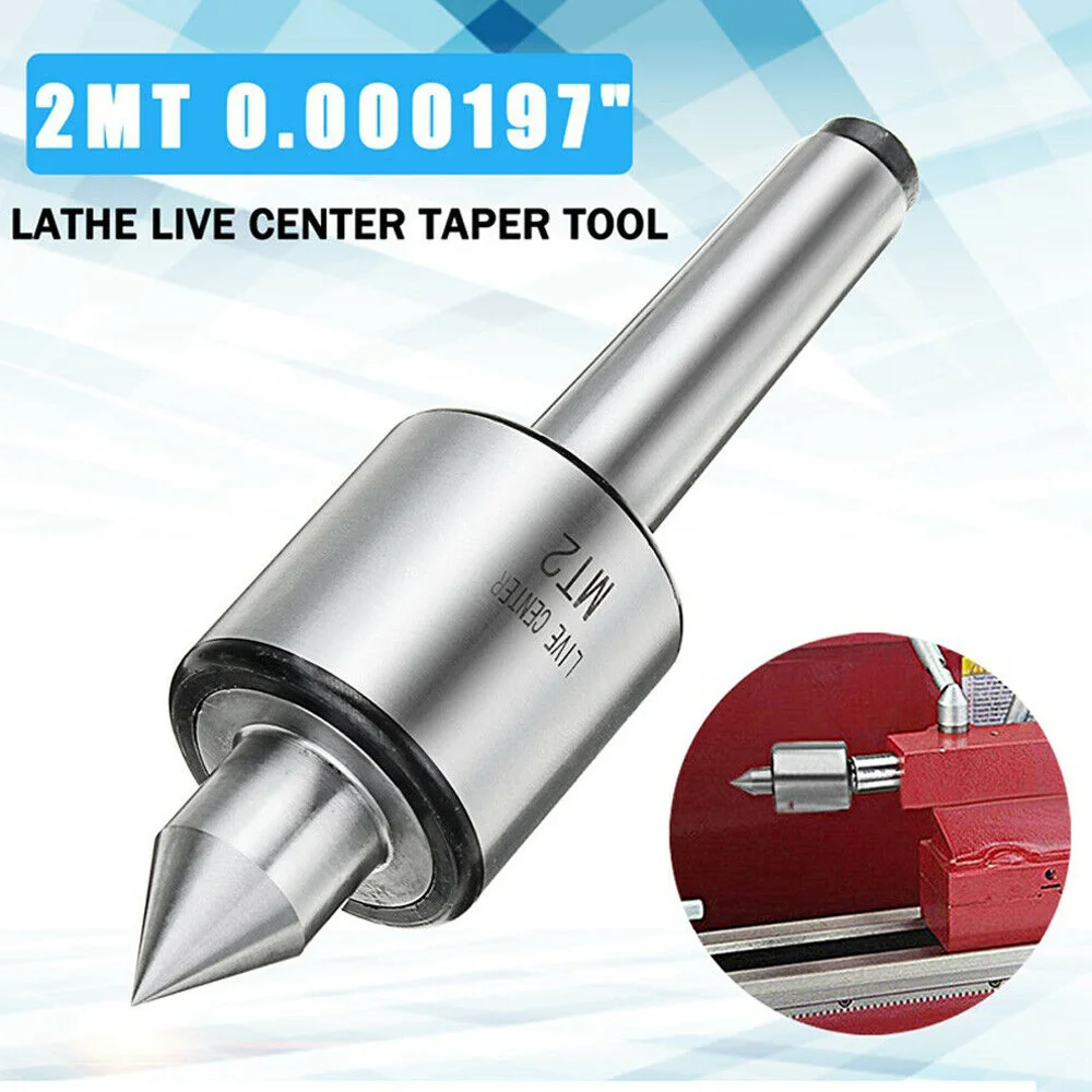 

Silver Alloy Steel MT2 0.000197" Lathe Live Center Taper Tool Live Revolving Milling Center Taper Machine Accessories L9 #2