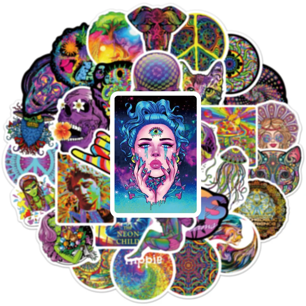 10/30/50PCS/ Do not repeat stickers Cool Skateboard Cup Suitcase Notebook Guitar Color Psychedelic Graffiti Sticker Wholesale