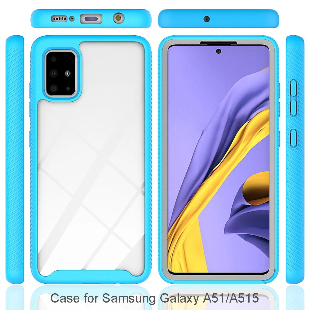 Clear 360 Phone Case For Samsung Galaxy M51 M31 A50 A50S A20S A10S A30S A20 A30 A10 A70 A20E 2 in 1 Frame Armor Shockproof Cover