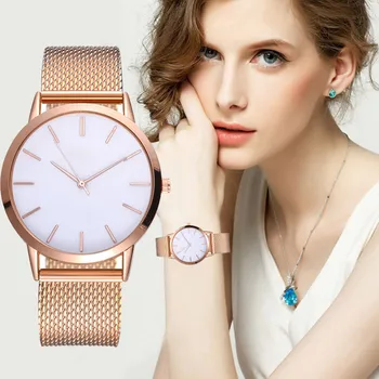 

Women's fashion simple quartz watch casual hot sale solid color stainless steel strap round dial analog watch часы женские 50*