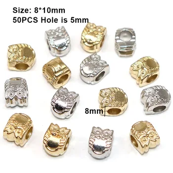 

10*8mm 50/100pcs Animal Owl Bead CCB Big Hole Beads Plastic Spacer European Bead for Jewelry Findings (not Metal) Needlework