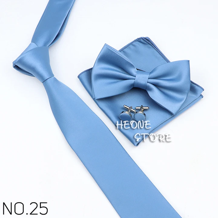Neue Licht Einfarbige Krawatte Bowtie Set Herren Hohe Qualität Mode Schmetterling Blau Schwarz Rosa Krawatte Manschettenknöpfe Volle Set Krawatten geschenk – Detail 26