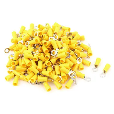 

200 Pcs 2-4S Insulated Wire Connector Ring Crimp Terminal Yellow 16-14AWG