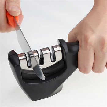

3 Stages Knife Sharpener Tool Fixed Angle Sharpening Stone Knives Whetstone Ceramic Tungsten Iron Steel Grinder Kitchen Tools