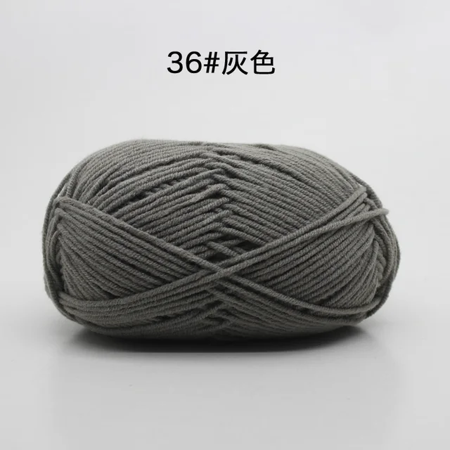 Hot Sale Multi Color Cotton Silk Knitting Yarn Soft Warm Baby Yarn for Hand Knitting thread Supplies 50g/lot No.36 Gray