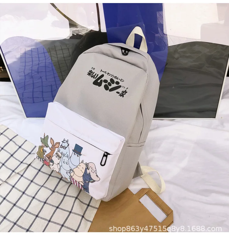 Moomin сумки студенческие ощущения девушка школьный рюкзак Academy ветер холщовый рюкзак, школьные сумки Moomin сумки