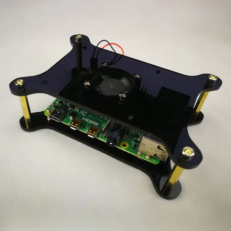 Прозрачный акриловый чехол с охлаждающим вентилятором для Raspberry Pi 4 Модель B/3B+/3B/2B