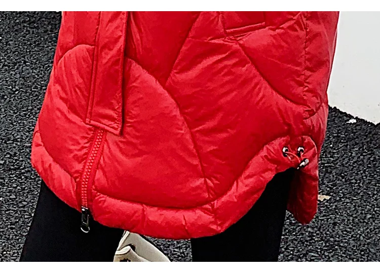 Foxmertor Женская длинная куртка с секциями, хлопок, зимняя куртка,, толстая молния, сплошной цвет, с капюшоном, свободное хлопковое пальто, черная, красная куртка