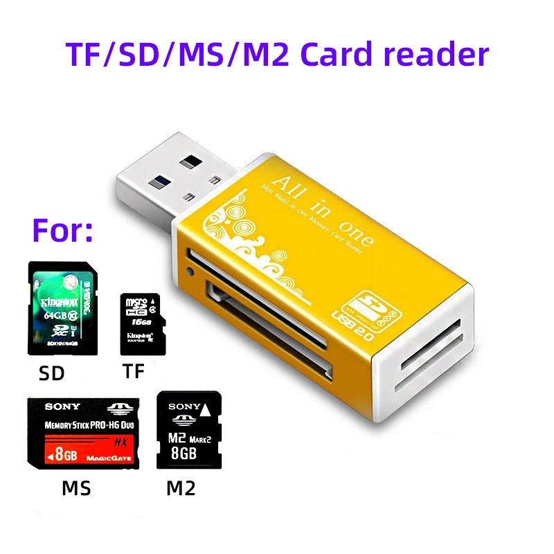 

4 In 1 TF Card Reader USB For Driving Recorder Micro SD/MS/M2/TF Card Reader For Mobile Phone Laptop PC Memory Card Adapter