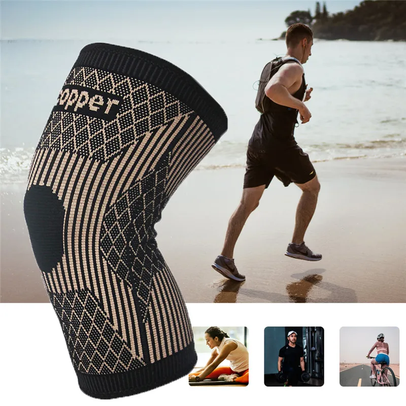1Pc Sports Fitness Knee Pads Support Bandage Braces Elastic Copper
