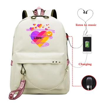 

Likee backpack with USB charging LIKEE App LIKEE laptop backpack school bags for teenage girls Russian style Hot Travel Backpack