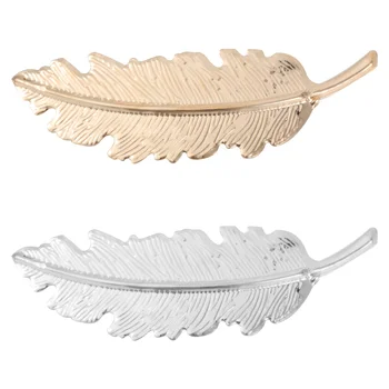 

2pcs Leaf / Feather Shaped Hair Clip Pin Claw Hair Accessories (Golden+Silver)