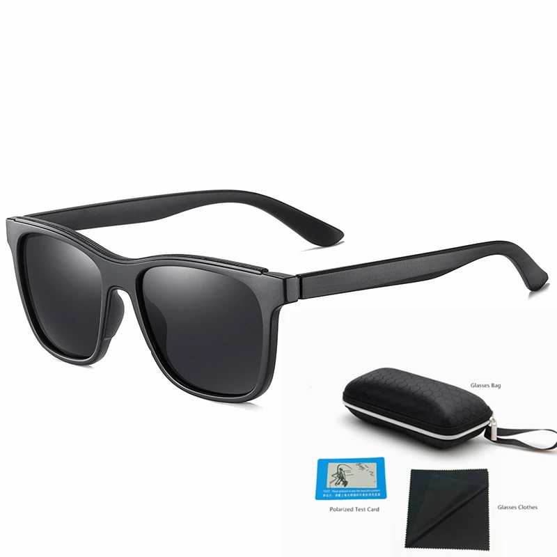 NYWOOH, мужские солнцезащитные очки, классические, брендовые, поляризационные, солнцезащитные очки, Ретро стиль, для путешествий, вождения, очки, UV400 - Цвет линз: Черный