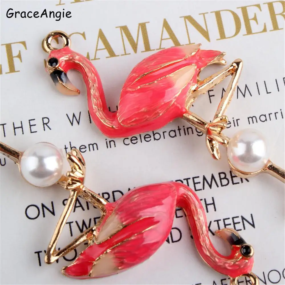 5pcs Jewerly Charms For Korea Bangle Bracelet 3D Flamingo Pendant Fashion Necklace Pendants Big Earrings Make DIY Baby Gift | Украшения и