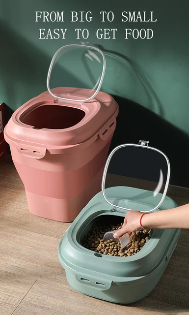 Grehge and Cat Food Storage Container 6L, Cute Pet Food Storage Containers  with Lids Airtight, Metal Cat Food Bin with Measuring Cup, Cat Food Can