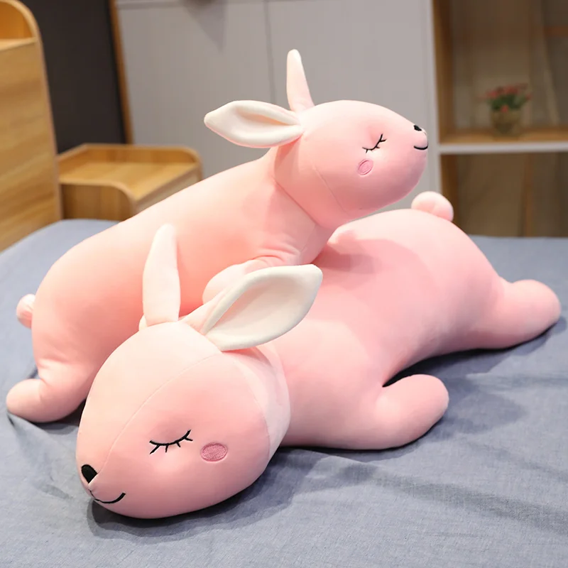 65cm/80cm/110cm Sweet Soft Pink Rabbit Plush Toy Cartoon Animal Bunny Stuffed Doll Bed Nap Pillow Cushion Gift for Girlfriend | Игрушки и