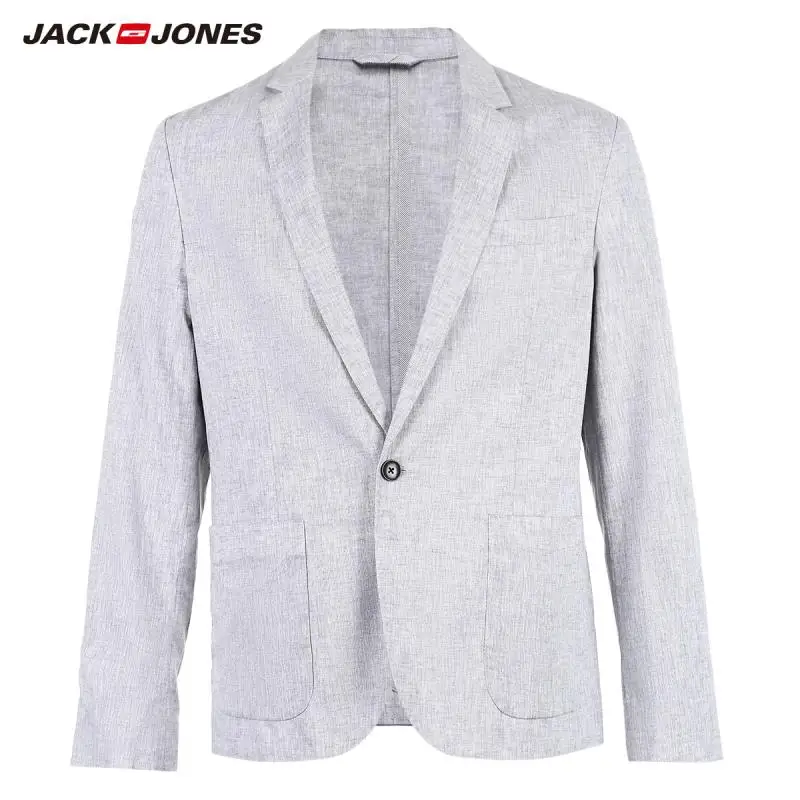 JackJones мужской осенний деловой Повседневный тонкий пиджак из хлопка и льна 218308506