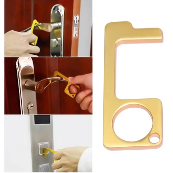 

1PCS Hygiene Hand Antimicrobial Key Chain Rings EDC Door Opener Multifunctional Metal Keychain for Family Member Key Keychains