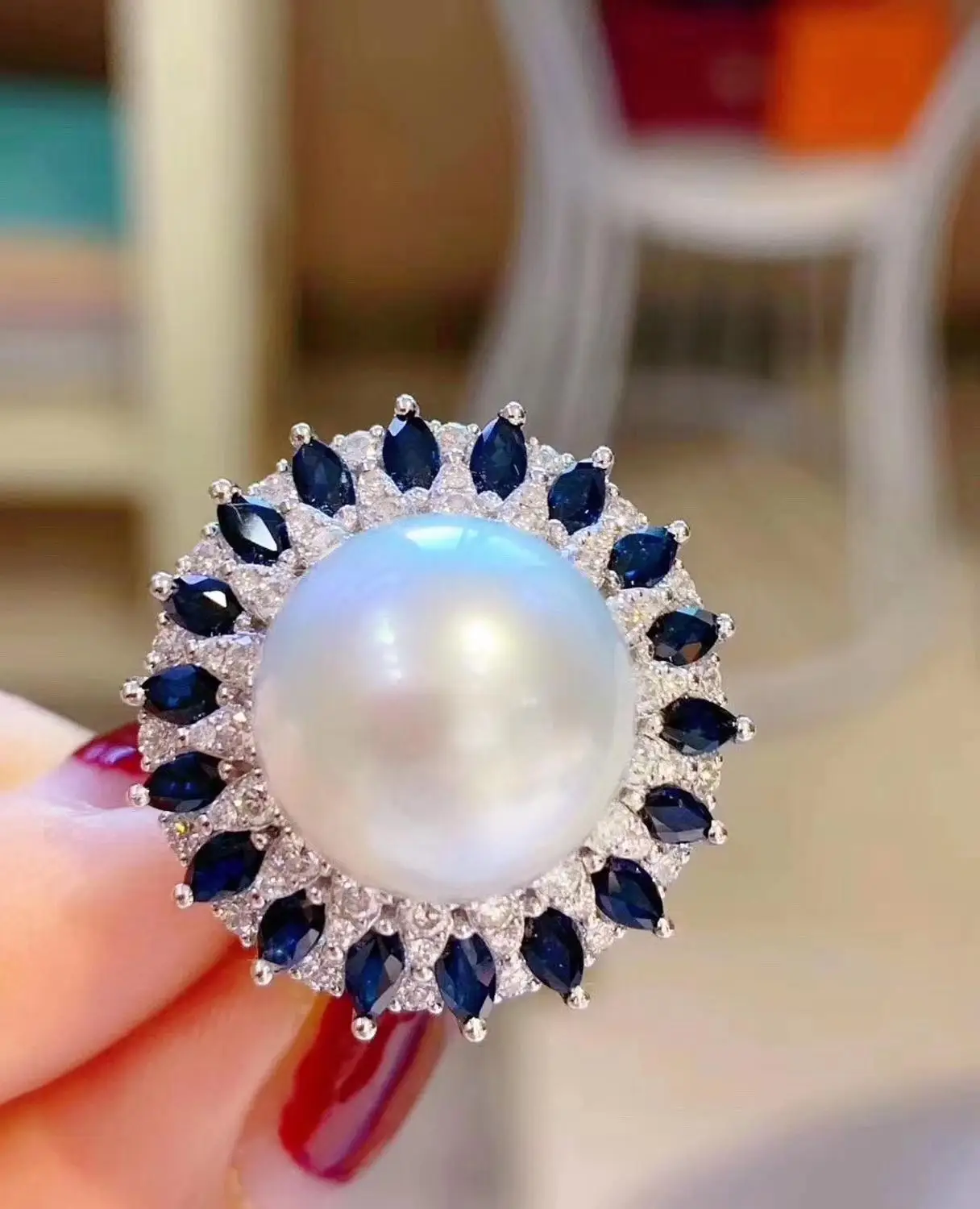 D321 жемчужное кольцо Изящные Ювелирные изделия чистое 925 пробы серебро