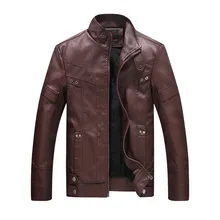 Кожаное пальто мужское зимнее плюс толстый бархат куртка зеленовато-синий среднего возраста повседневное теплое хлопковое пальто с воротником-стойкой Slim Fit Jacke