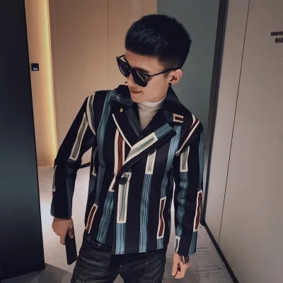 Men Winter Coat Warm Trench Woolen Slim Fit Casual Reefer Jackets Peacoat Outwear Overcoat Jacket Big Striped Designer 2020 | Мужская