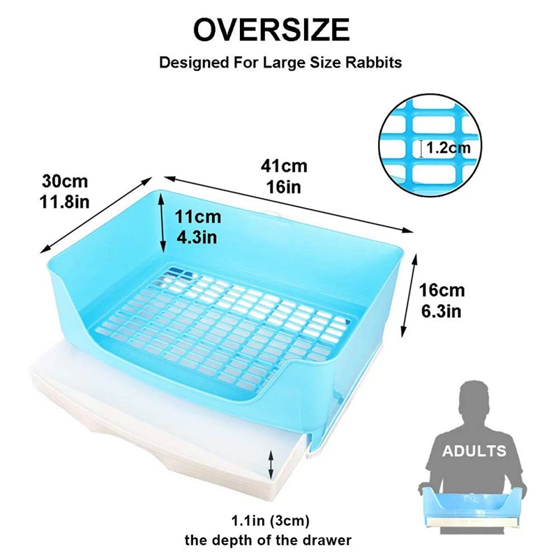 

Large Rabbit Litter Box with Drawer, Corner Toilet Box with Grate Potty Trainer, Bigger Pet Pan for Adult Guinea Pigs, Chinchill