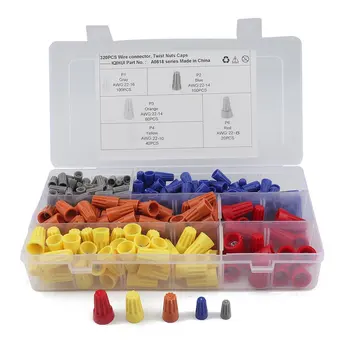 

320 pcs Crimp Cap Screw Terminal Wire Connector Set #18 Grids A0818 Twist-On Wire Connector Assortment