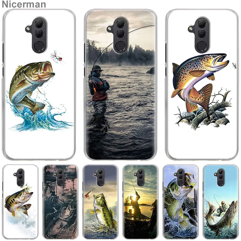 

Bass Fishing Lake Fisherman Phone Cases for Huawei Mate 20 Pro 10 20 30 Lite P30 Pro P30 P20 Lite P10 Lite Hard Cover Coque