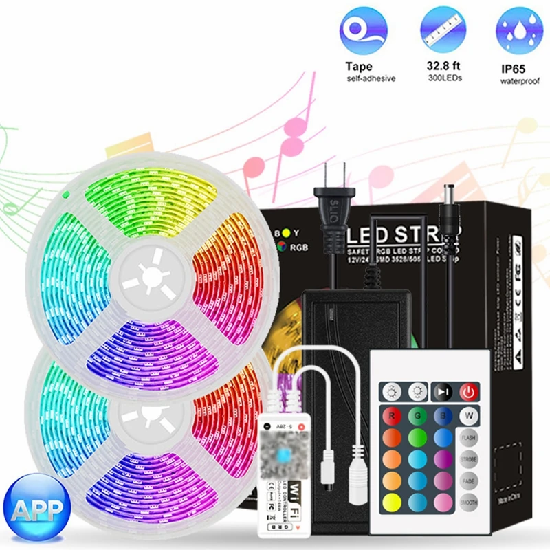 

LED Colorful Light Strip Wifi Control 5M/10M Waterproof Intelligent Speech Household Decoration 18-20LM DC12V RGB Light Strip
