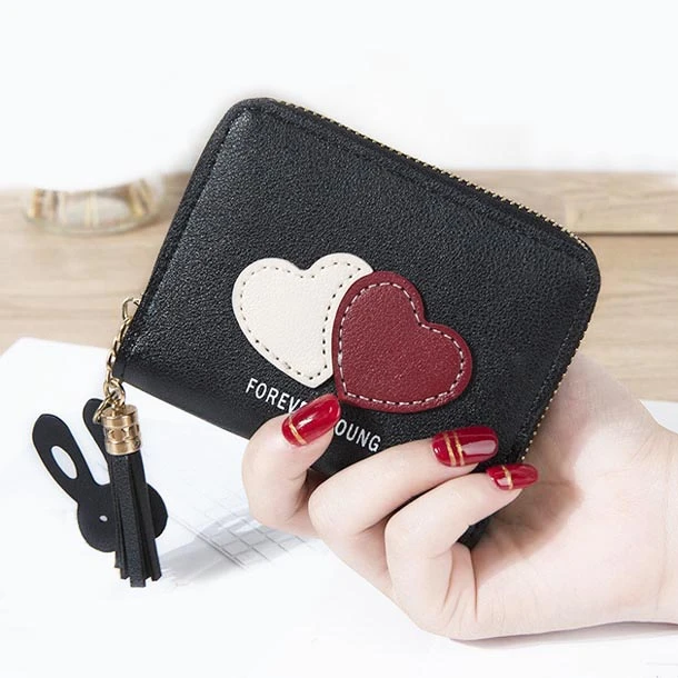Wanita Dompet Kartu Pemegang Rumbai Ritsleting Wanita Heart Koin Dompet Wanita Dompet Dompet Tas Saku Kantung Uang Poucht Mini Tas Dompet Dompet Aliexpress
