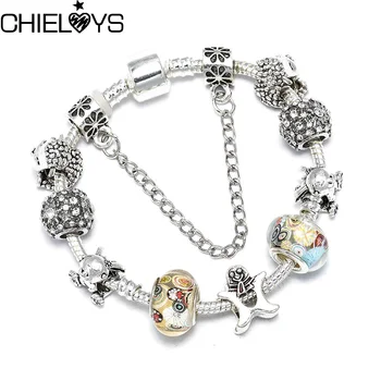 

CHIELOYS 2020 New Crystal Crown Dangle Charm Bracelets For Women DIY Fashion Bracelet Bangle Handmade Jewelry Gifts