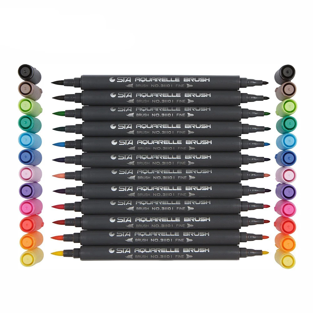 

Art 80 Colors Double Head Dual Tips Watercolor Brush Marker Pen Set with Fine liner Tip for Coloring Books Drawing Supplies Book