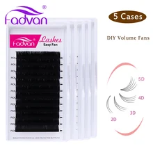 5 чехлов/набор Easy Fan цветущие ресницы из искусственной норки Fadvan ресницы DIY 3d/4d/5d. веер объем ресниц длительный